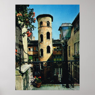 Vintage France, Old Lyon, silk weavers district Poster