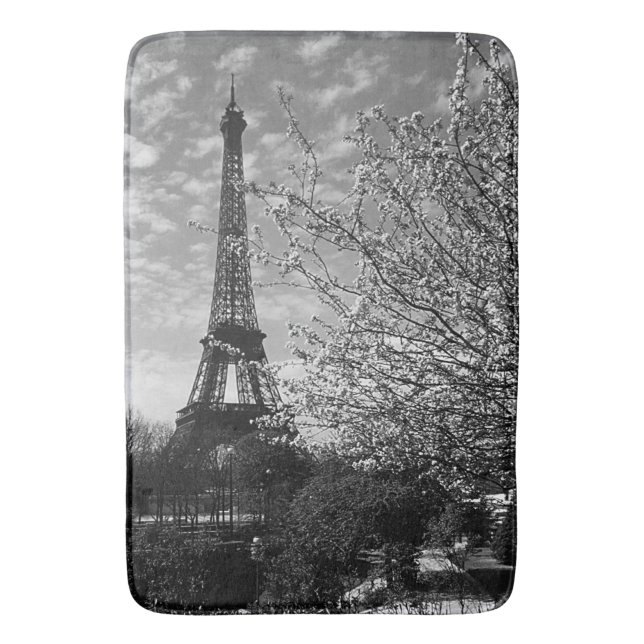 Vintage France Paris Eiffel Tower Bath Mat (Front Vertical)
