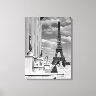Vintage France Paris Eiffel tower Chaillot palace Canvas Print