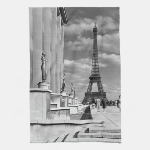 Vintage France Paris Eiffel tower Chaillot palace Kitchen Towel