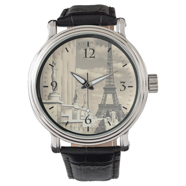 Vintage France Paris Eiffel tower Chaillot palace Watch (Front)