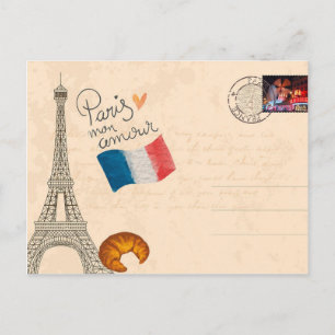 Vintage France Paris Eiffel Tower Postcard