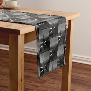 Vintage France Paris Eiffel tower reflection Short Table Runner