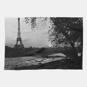 Vintage France Paris Eiffel tower sunset 1970 Kitchen Towel