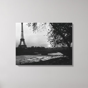 Vintage France Paris Eiffel tower sunset Canvas Print