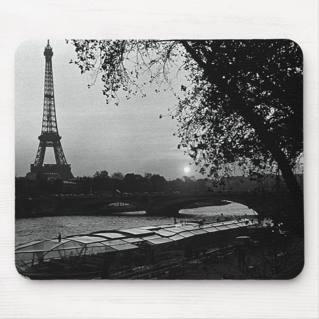 Vintage France Paris Eiffel tower sunset Mouse Pad (Front)