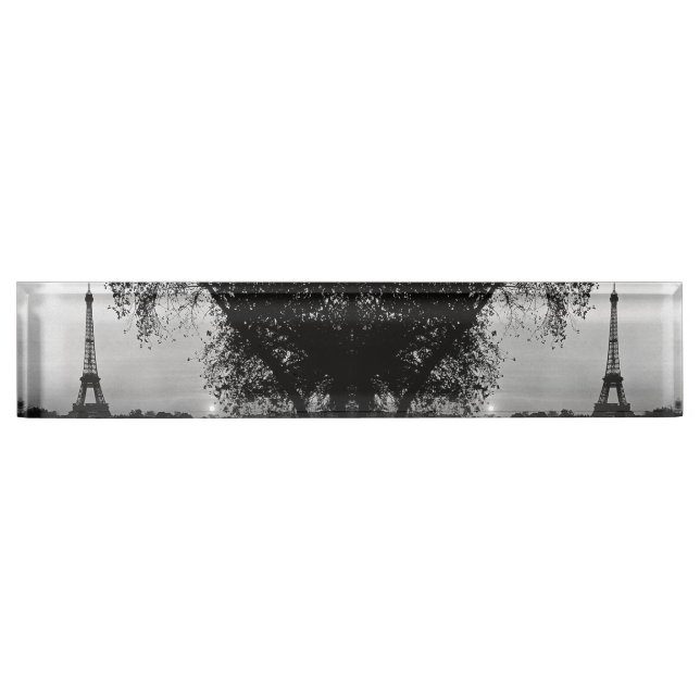 Vintage France Paris Eiffel tower sunset Nameplate (Front)