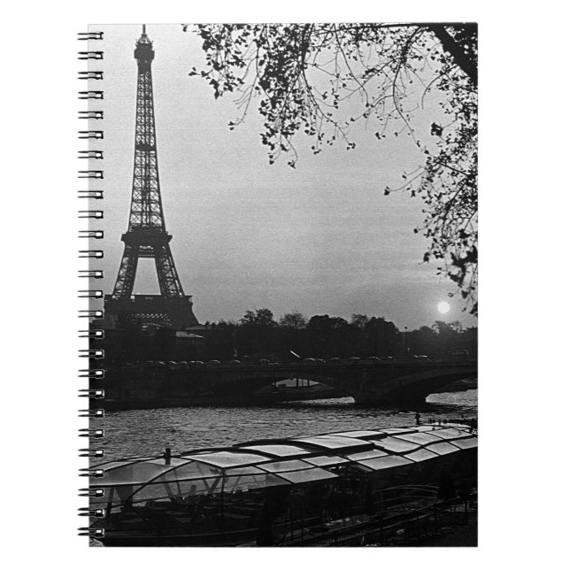 Vintage France Paris Eiffel tower sunset Notebook (Front)