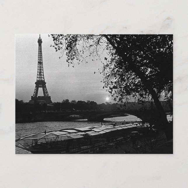 Vintage France Paris Eiffel tower sunset Postcard (Front)