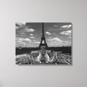 Vintage France Paris Fontains Tower Eiffel Canvas Print