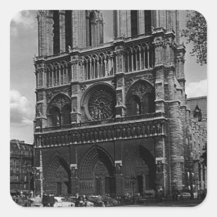 Vintage France Paris Notre Dame Cathedral Square Sticker