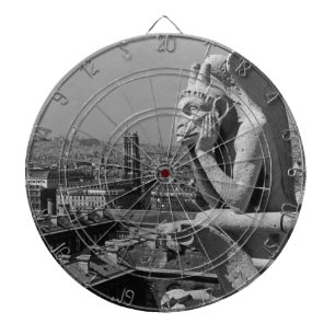 Vintage France Paris Notre Dame Cathedral thinker Dartboard