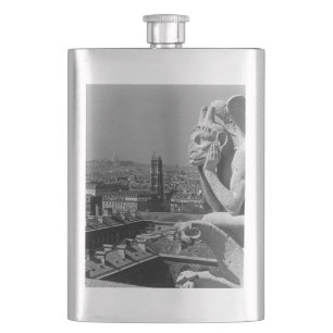 Vintage France Paris Notre Dame Cathedral thinker Hip Flask