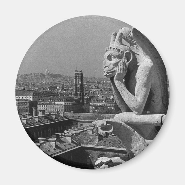 Vintage France Paris Notre Dame Cathedral thinker Magnet (Front)
