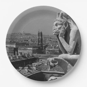 Vintage France Paris Notre Dame Cathedral thinker Paper Plate