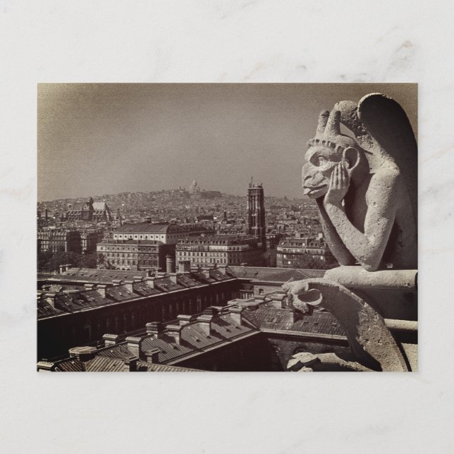 Vintage France Paris Notre Dame Cathedral thinker Postcard (Front)