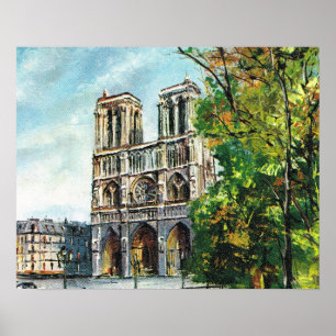 VIntage France, Paris, Notre Dame Poster