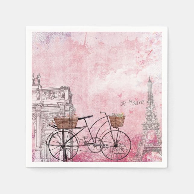 Vintage France Paris Paper Napkin (Front)