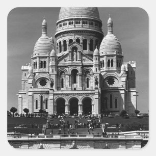 Vintage France Paris Sacre Coeur Basilica Square Sticker