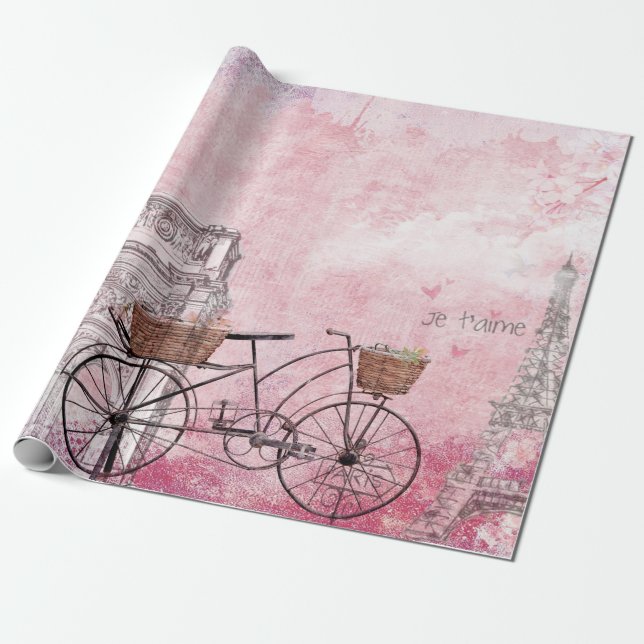 Vintage France Paris Wrapping Paper (Unrolled)