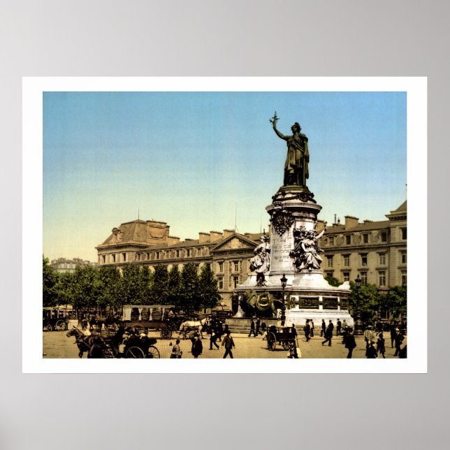 Vintage France, Place de la République Paris Poster (Front)