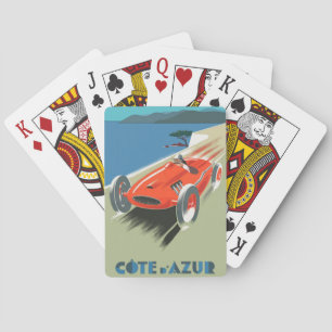 Vintage France Race Car Travel Poster Playing Cards