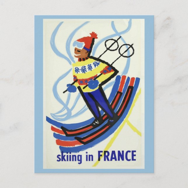 Vintage France Ski French Travel Postcard (Front)
