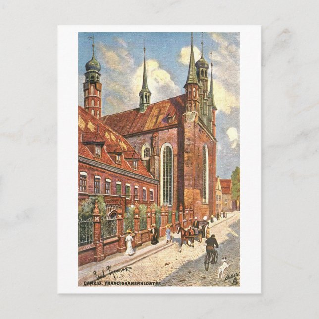 Vintage Franciscan Monastery in Danzig/Gdansk Postcard (Front)