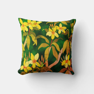 Vintage Frangipani Throw Pillow