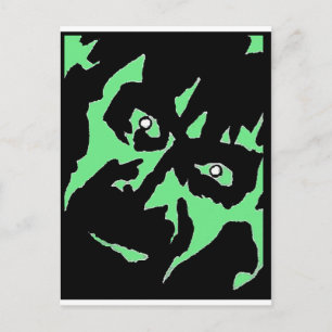 Vintage Frankenstein Monster Green Black Retro Postcard