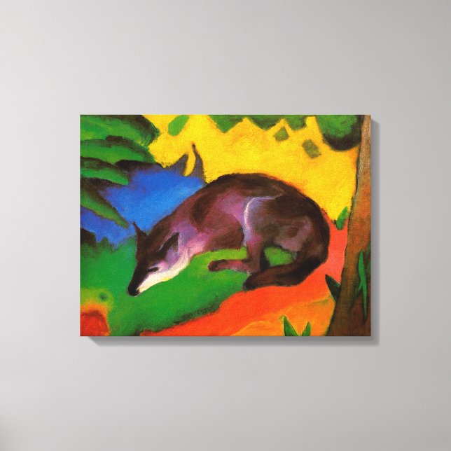 Vintage Franz Marc Blue-Black Fox Canvas Print (Front)
