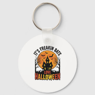 Vintage Freakin Bats Love Halloween Shirt Design_1 Keychain