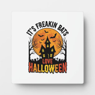 Vintage Freakin Bats Love Halloween Shirt Design_1 Plaque