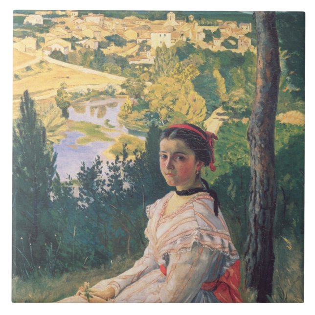 Vintage Frederic Bazille View of the Village Tile (Front)