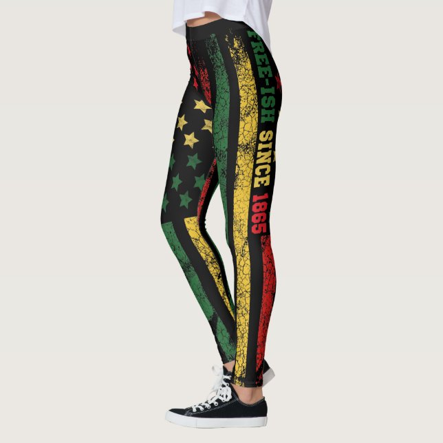 Vintage Free-ish Since 1865 Juneteenth Flag  Leggings (Left)