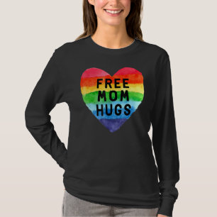 Vintage Free Mom Hugs  Rainbow Heart Lgbt Pride Mo T-Shirt