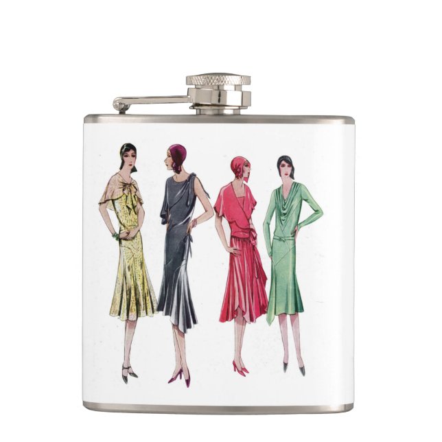 Vintage French 1929 Fashion Illustration Flask (Front)