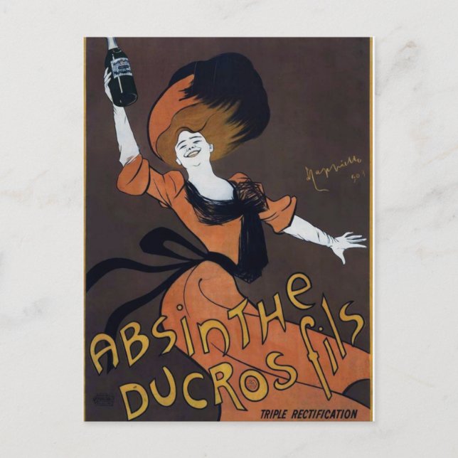 Vintage French Absinthe Poster Postcard (Front)