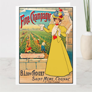 Vintage French Ad for Fine Champagne Thank You Card