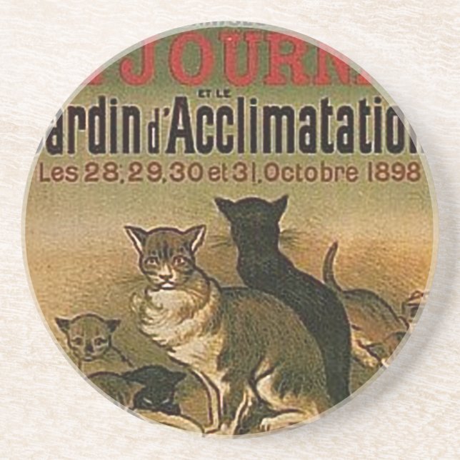 Vintage French Advertisement - cats Coaster (Front)