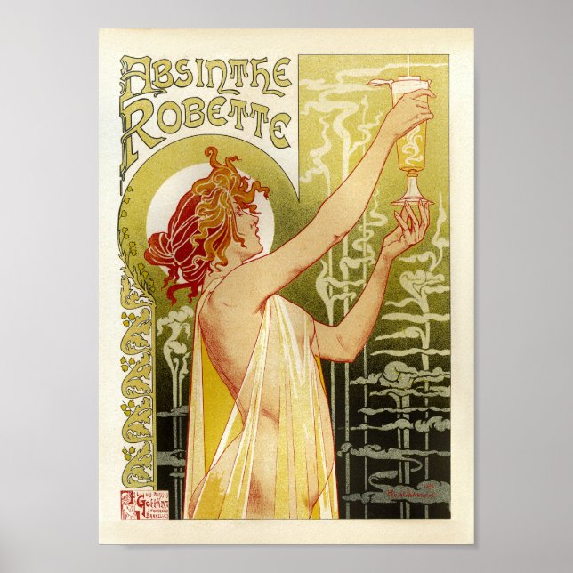Vintage French Advertising Absinthe Robette Lady Poster (Front)