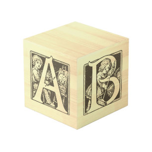 Vintage French Alphabet "ABC" Wooden Block Cube