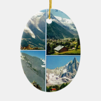 Vintage French Alps, Chamonix Mt Blanc Ceramic Ornament