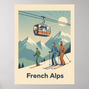 Vintage French Alps :  Mid-Century Poster