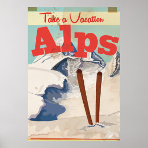 Vintage French Alps Travel Poster