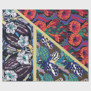 Vintage French Art Deco Geometric Floral Patterns Wrapping Paper