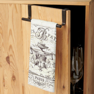 Vintage French bakery Kitchen Towel