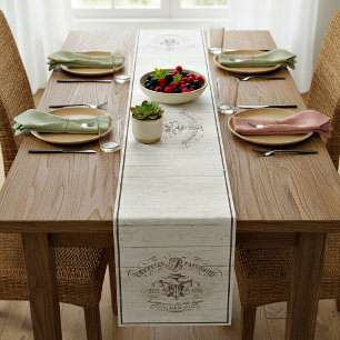 Vintage French Bakery Short Table Runner