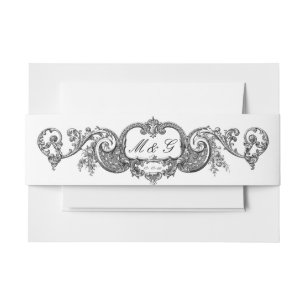 Vintage French Baroque Rococo Style Floral Invitation Belly Band