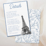 Vintage French Bat Mitzvah Details Enclosure Card<br><div class="desc">Share your event details in style with these vintage French Eiffel Tower Bat Mitzvah detail enclosure cards. The design features a blue toile floral design on the back with an Eiffel Tower photo and personalized text to share the details of your event on the front. Enter the Zazzle Design Tool...</div>